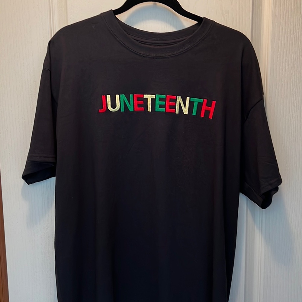 Embroidered Juneteenth Tshirt. Made to order, sizes…sm, Medium, Large, X-LARGE